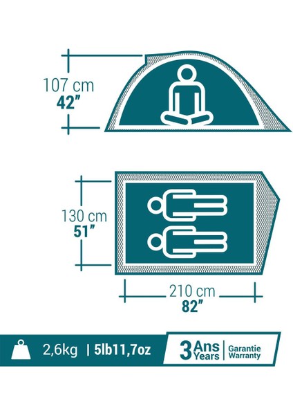 Quechua 2 Kişilik Kamp Çadırı - MH100