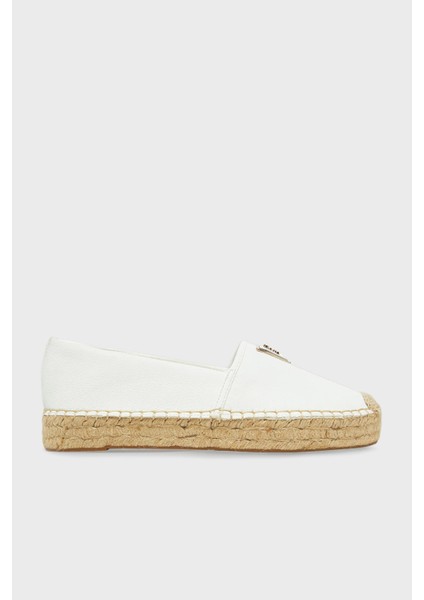 Jolandy Logolu Hasır Tabanlı Espadril FLJLNDLEA14 Bayan Espadril Fljlnd LEA14 Whıte