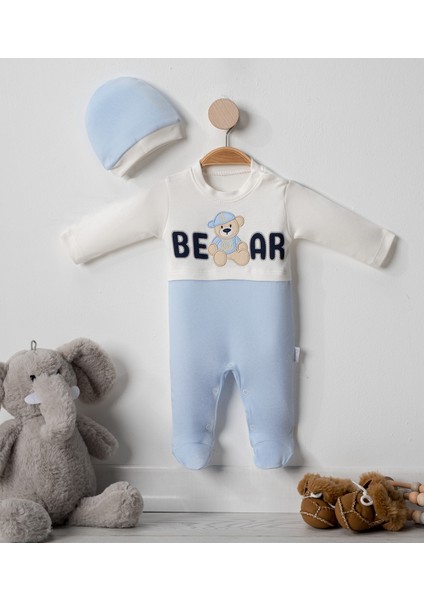 Şapkalı Bear Erkek Bebek Tulumu