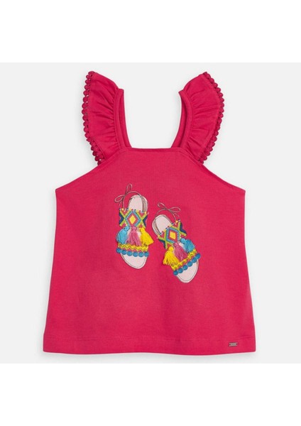 Yazlık Kız Kolsuz Bluz Kırmızı