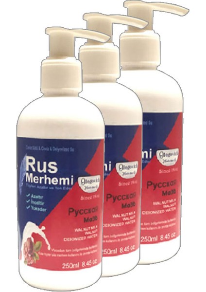 Tüylere Krem 3 Tane 250 ml Ceviz Sütlü & Cevizli Rus Merhemi
