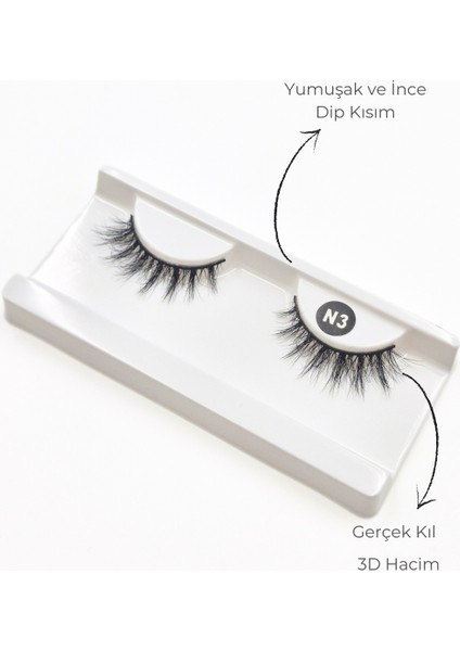 Doğal Görünümlü Gerçek Kıl Tam Boy İpek Takma Kirpik (1 Çift) - Mink Eyelash No: N3