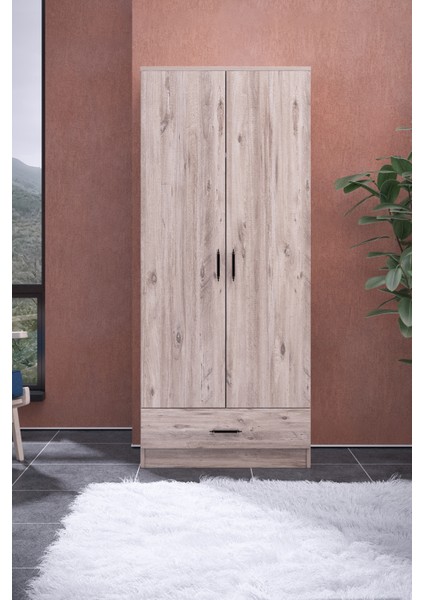 Abete 2 Kapılı 1 Çekmeceli Geniş Gardırop (Elbise Dolabı-Yüklük-Kiler) /Atlantik Çam fırsatları