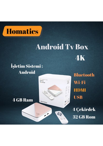 4K Plus 4 GB Ram / 32 GB Android Tv Box 5 13 Değerlendirme