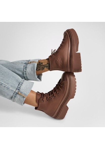 Chuck Taylor All Star Lugged Heel Kadın Kahverengi Deri Platform Sneaker fırsatları