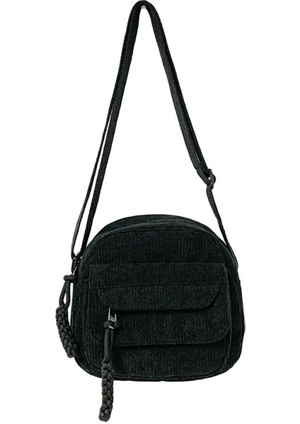 Kadife 2024 Bahar Yeni Moda Düz Renk Ruiying Bez Çanta Kampüs Kızlar Omuz Crossbody Küçük Çanta Gelgit (Yurt Dışından)