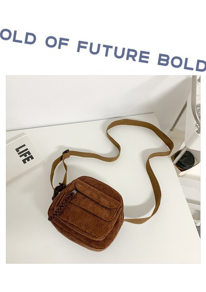 Kadife 2024 Bahar Yeni Moda Düz Renk Ruiying Bez Çanta Kampüs Kızlar Omuz Crossbody Küçük Çanta Gelgit (Yurt Dışından)