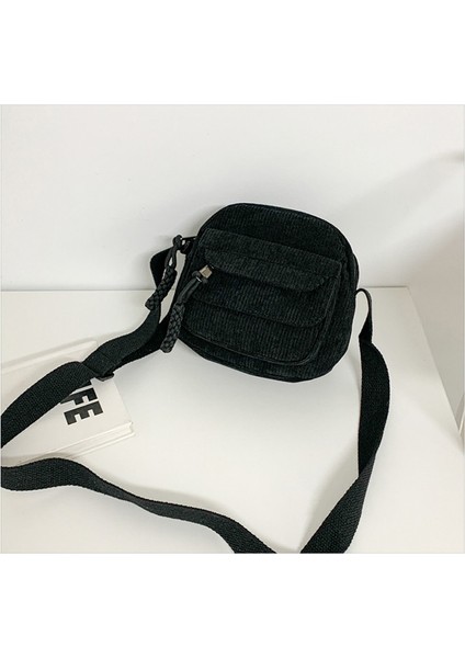 Kadife 2024 Bahar Yeni Moda Düz Renk Ruiying Bez Çanta Kampüs Kızlar Omuz Crossbody Küçük Çanta Gelgit (Yurt Dışından)