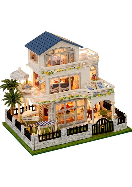 El Yapımı Montajlı Mini Model Kulübe Yaratıcı Ahşap Ev Oyuncak Işıklı Doğum Günü Hediyesi (Yurt Dışından)