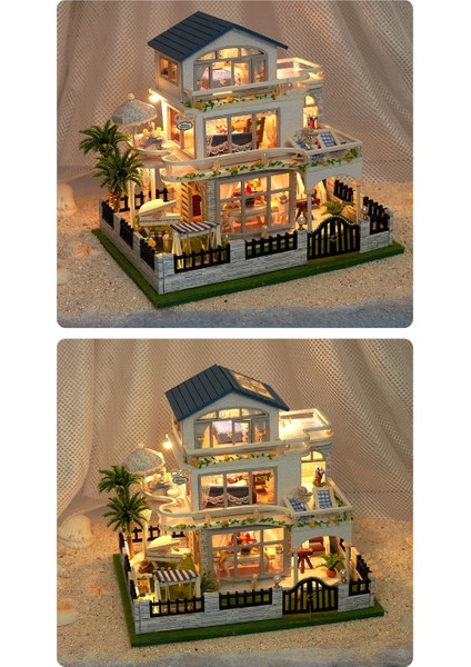 El Yapımı Montajlı Mini Model Kulübe Yaratıcı Ahşap Ev Oyuncak Işıklı Doğum Günü Hediyesi (Yurt Dışından)