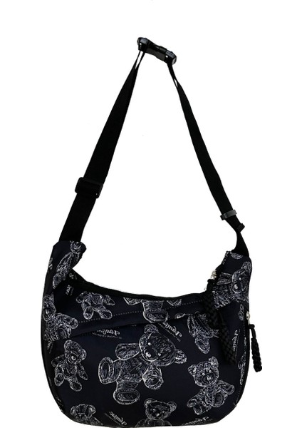 Ayı Desenli Naylon Crossbody Çanta Sokak Trendi Minimalist Hilal Çanta (Yurt Dışından)