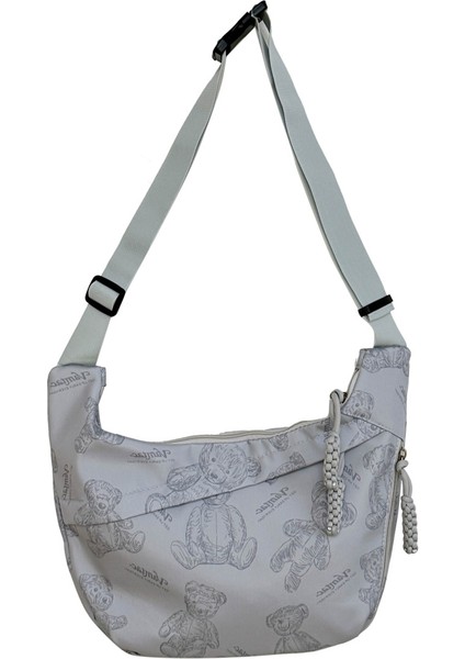 Ayı Desenli Naylon Crossbody Çanta Sokak Trendi Minimalist Hilal Çanta (Yurt Dışından)