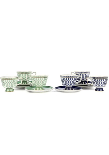 Indigio 2'li Rastgele Renk Kahve Fincan Set 90 cc Butik Porselen