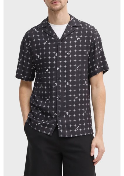 Jakarlı Regular Fit Kısa Kollu Gömlek KM0KM011480GO Erkek Gömlek KM0KM01148 0go