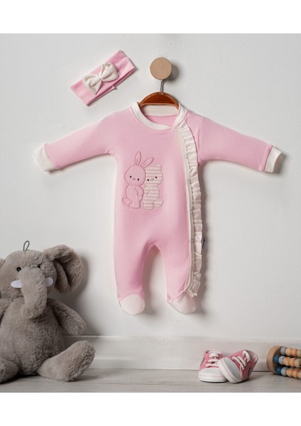 Çizgili Tavşancık Kız Bebek Tulumu