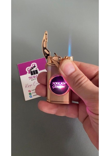 Kişiye Özel Baskı LED Işıklı Yanıp Söner Turbo Metal Çakmak fiyatları