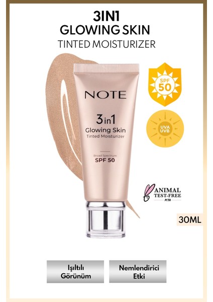 Note 3 In 1 Glowing Skin Tinted Moisturizer Spf 50 Işıltılı Aydınlatıcı Krem