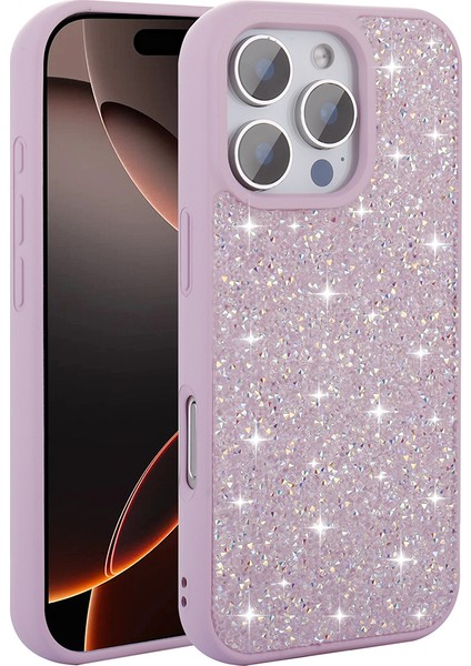 Apple iPhone 16 Pro Max Kılıf Parlak Taşlı Tasarım Pırlanta Kapak - Lila indirimleri
