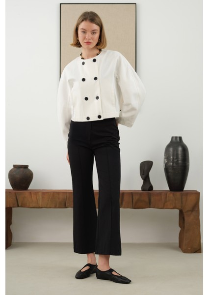 Pamuklu Kruvaze Ceket Ekru fiyatları