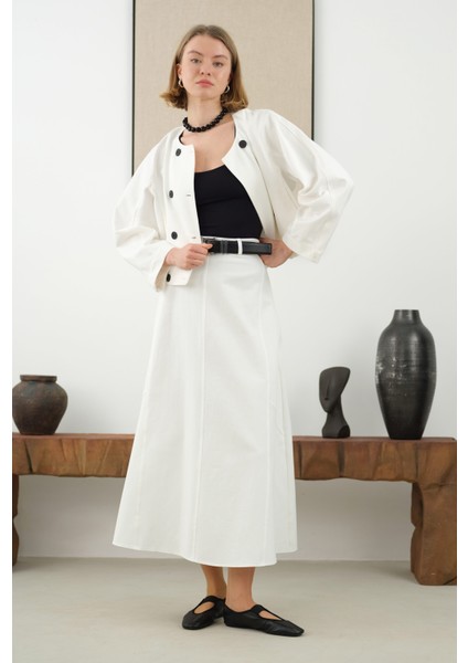 Pamuklu Kruvaze Ceket Ekru modelleri