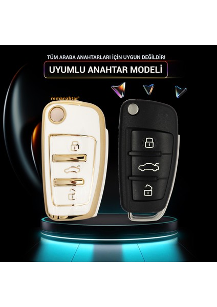 A3 A4 3 Buton Sustalı Nano Anahtar Kılıfı Beyaz