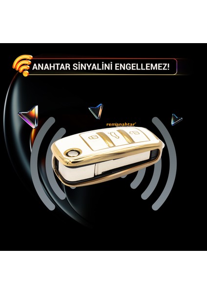 A3 A4 3 Buton Sustalı Nano Anahtar Kılıfı Beyaz