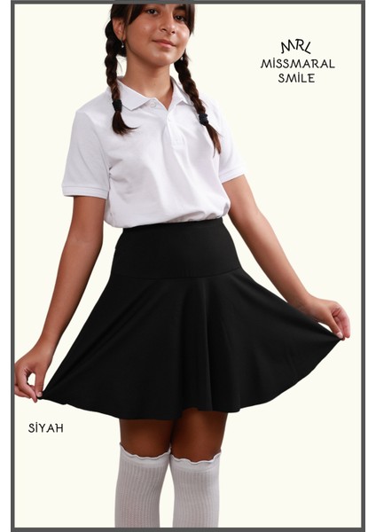 Siyah Yüksek Bel Şortlu Etek Skirt With Shorts 1101