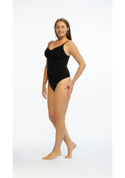 Bodysuit Askılı Toparlayıcı Inceltici Karın Giderici Kadın Dikişsiz Korse Shapewear