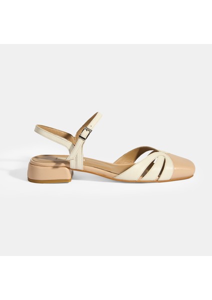 Rolenda Beyaz Kadın Slingback Deri Günlük Ayakkabı