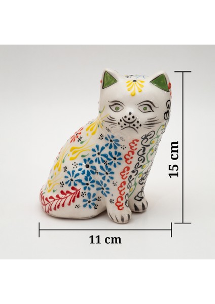 El Yapımı Seramik Kedi Biblo – Dekoratif Renkli Desenler fırsatları