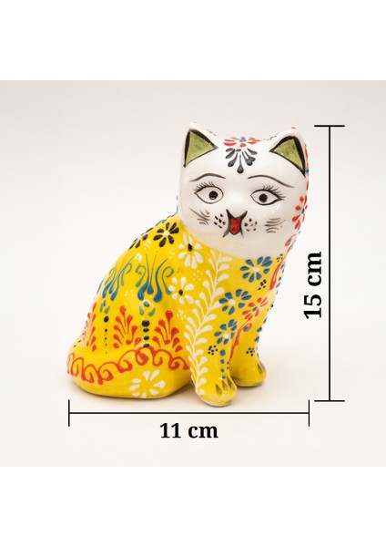 El Yapımı Seramik Kedi Biblo – Dekoratif Renkli Desenler fırsatları