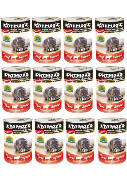 Starlet Premium Tahılsız Şekersiz Biftekli Yetişkin Kedi Konservesi 415 gr x 12 Adet