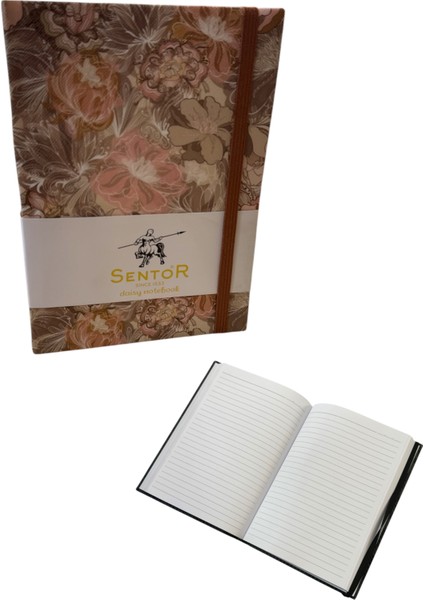 Sentor Çiçek Desenli Suni Deri 168 Ypr Çizgili 14 x 20CM Çok Amaçlı Defter