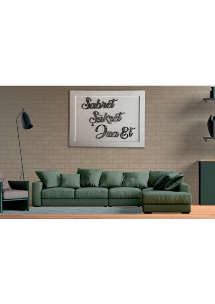 Sabret, Şükret, Dua Et, Ahşap Dekoratif Tablo 75 x 100 cm