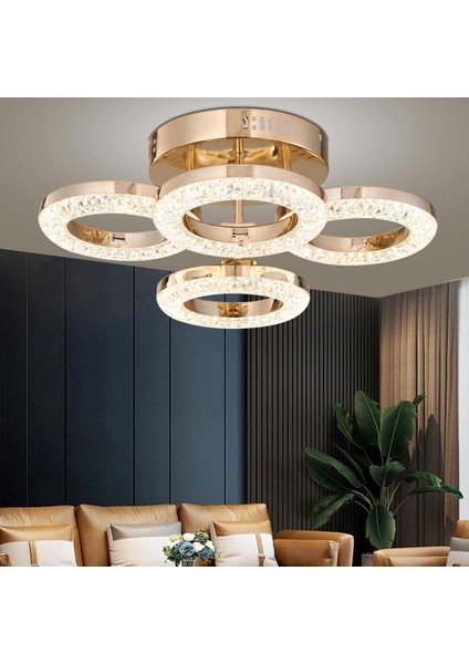 Oylum 4'lü Gold 24 Watt Kristalli Koridor Salon LED Plafonyer Avize