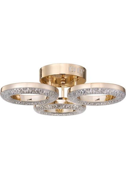 Oylum 3'lü Gold 24 Watt Kristalli Koridor Salon LED Plafonyer Avize