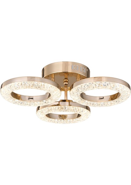 Oylum 3'lü Gold 24 Watt Kristalli Koridor Salon LED Plafonyer Avize modelleri