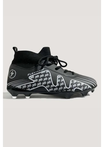 Garantili Bilekli Çoraplı Krampon Halı Saha 40-41-42-43-44 Numara Siyah Renk Beyaz Detay