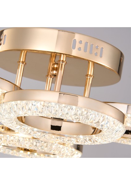 Oylum 4'lü Gold 24 Watt Kristalli Koridor Salon LED Plafonyer Avize indirimleri