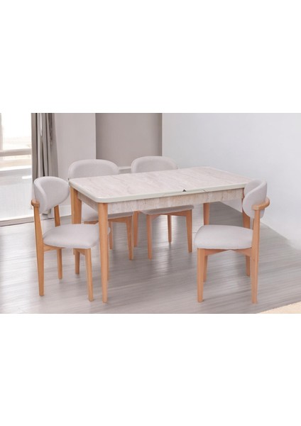 Norte Traverten Boyalı Mdf Mutfak Masa Takımı 80 x 130
