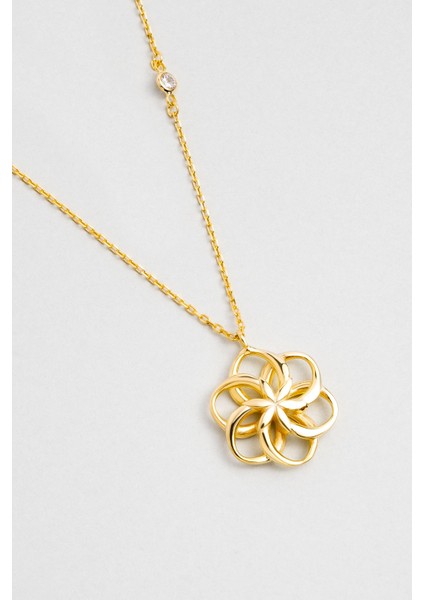 Yaşam Çiçeği 18 Ayar Sarı Altın Kaplama 45 cm Gümüş Kolye modelleri