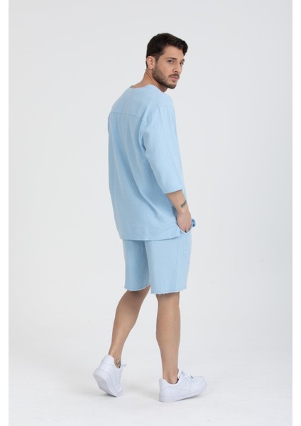 Erkek %100 Pamuklu V Yaka Kısa Kollu Gömlek - Konforlu ve Modern Stil