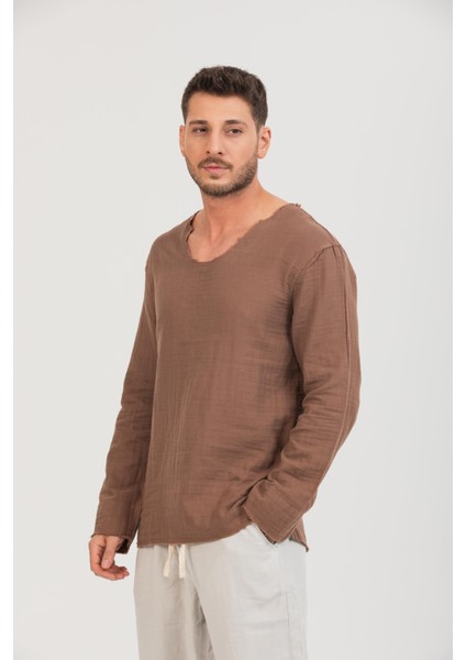 Erkek %100 Pamuk Rahat Kesim Uzun Kollu T-Shirt - Şık ve Modern Tasarım indirimleri