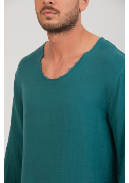 Erkek %100 Pamuk Rahat Kesim Uzun Kollu T-Shirt - Şık ve Modern Tasarım