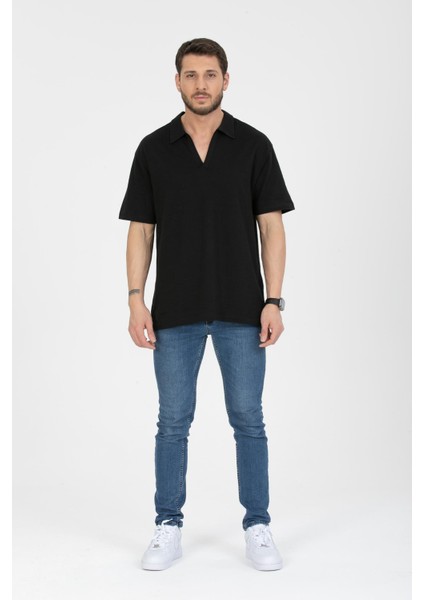 Erkek %100 Pamuk V Yaka T-Shirt - Siyah, Şık ve Rahat Tasarım, Yaz Modası indirimleri
