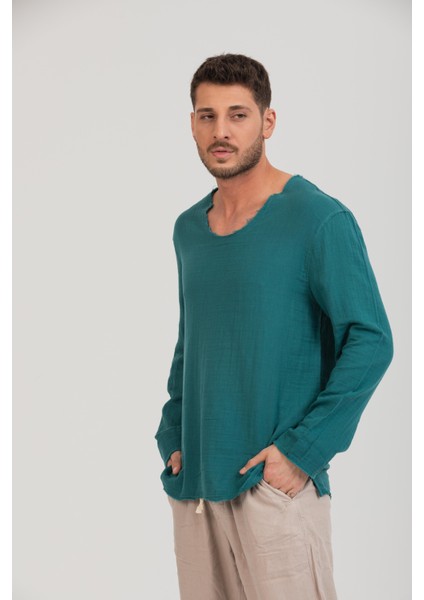 Erkek %100 Pamuk Rahat Kesim Uzun Kollu T-Shirt - Şık ve Modern Tasarım fırsatları