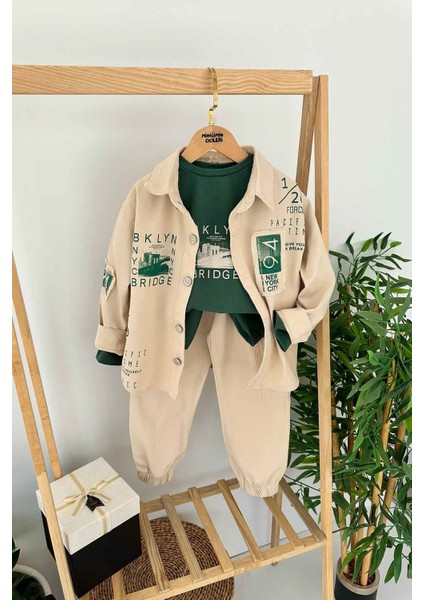 Brklyn Baskılı Gabardin 3 Lü Erkek çocuk takım - Yeşil