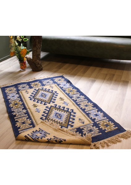 Makine Dokuma Uşak Kilimi, Püsküllü, Çift Taraflı, 1x3m