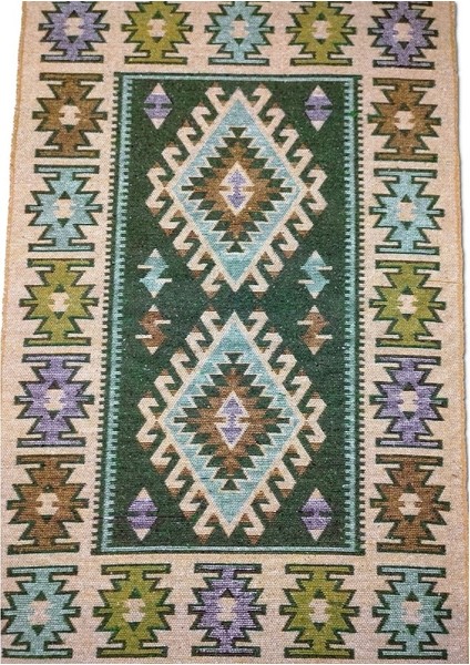 Makine Dokuma Uşak Kilimi, Püsküllü, Çift Taraflı, 120x180 cm