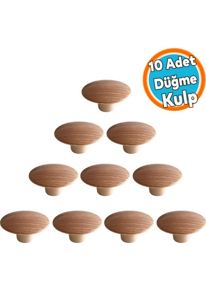 Dış Bükey Kulp Açık Ceviz Renk Mobilya Mutfak Dolap Dolabı Çekmece Kulpu Kulbu Plastik 10 Adet
